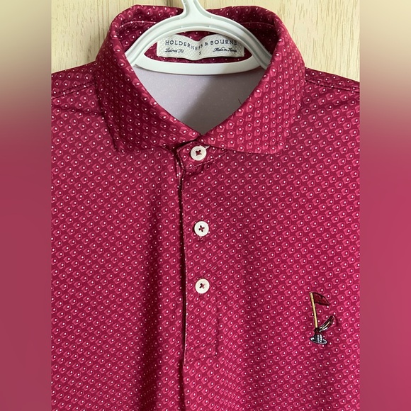 HOLDERNESS & BOURNE Burgundy Polo Allover Card Print Seminole Golf Embroidery S - Picture 3 of 8